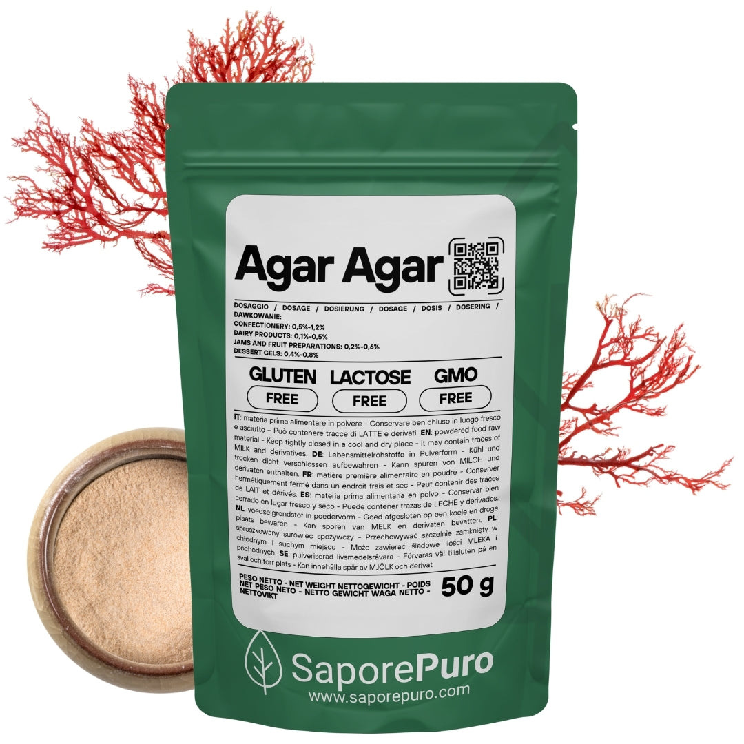 Agar Agar - E406 - Gelificante Naturale - Origine ITALIA - SaporePuro